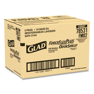 Glad® Forceflexplus Odorshield Tall Kitchen Drawstring Trash Bags, 13 Gal, 0.9 Mil, 24" X 28", White, 204-carton freeshipping - TVN Wholesale
